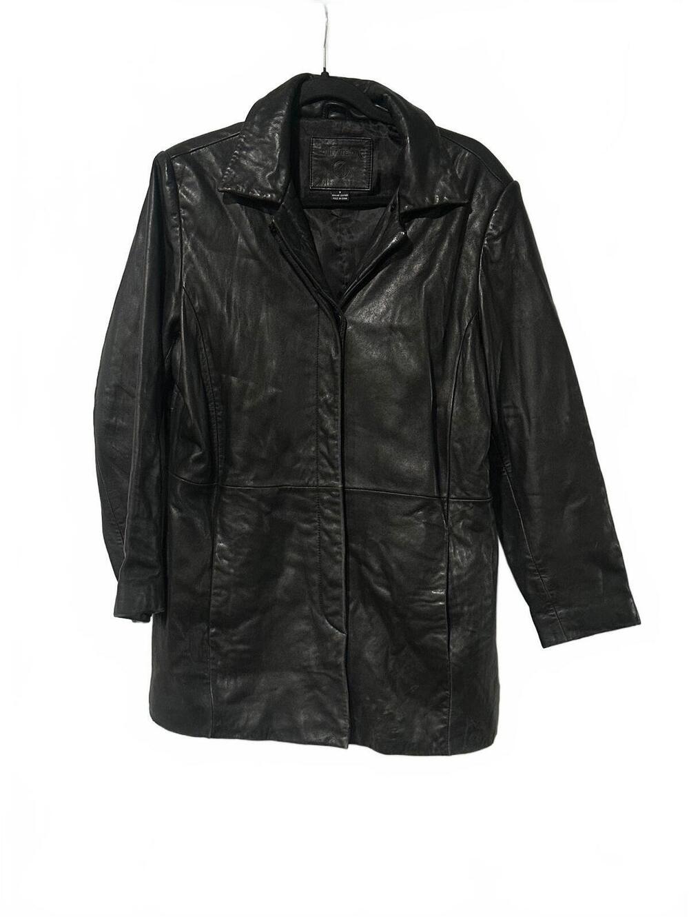 vintage black leather biker jacket